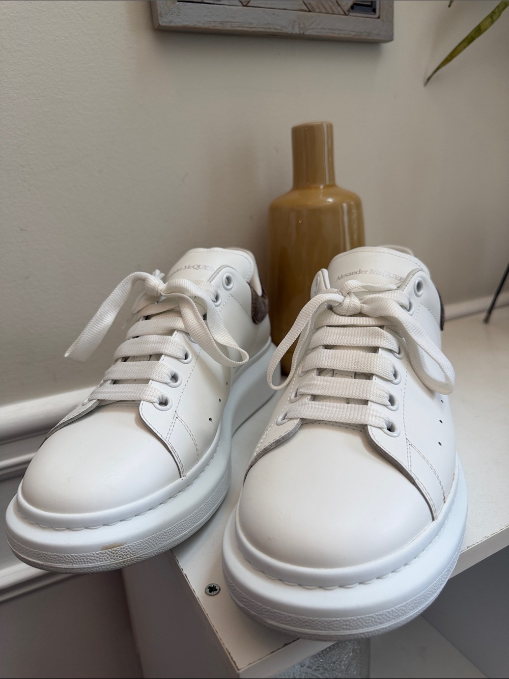 Alexander McQueen White Leather Oversized Sneakers Size